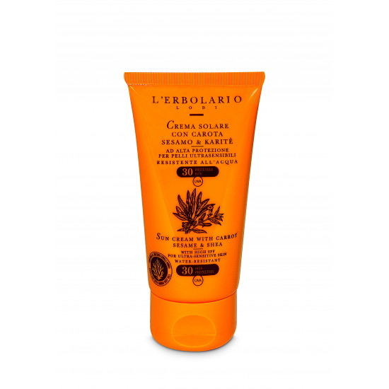 Napozókrém karotinnal, szezámolajjal és karitévajjal SPF 30+ - 75 ml-es kiszerelés